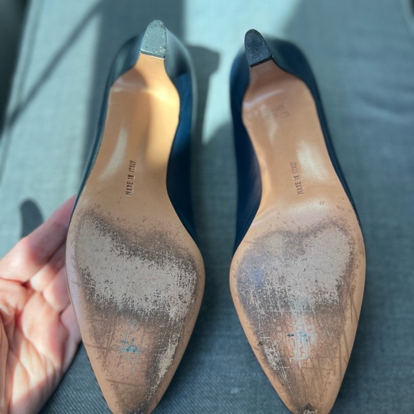 Salvatore Ferragamo - Vintage shoes pumps heels - navy blue - Size 8 1/2 - Picture 5 of 8